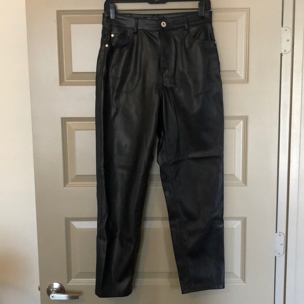 Women’s faux leather pants.